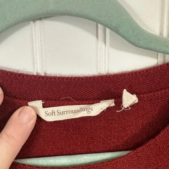 Soft Surroundings Red Knit Sweater Long Sleeve Casual Sweater Size M Warm Winter - Picture 2 of 4